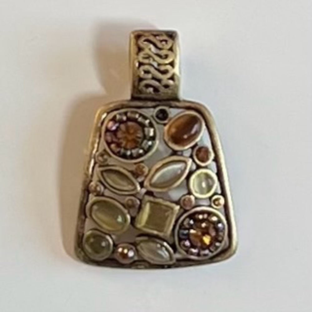 Vintage Lia Sophia Brass Tone Asymmetrical Pendant